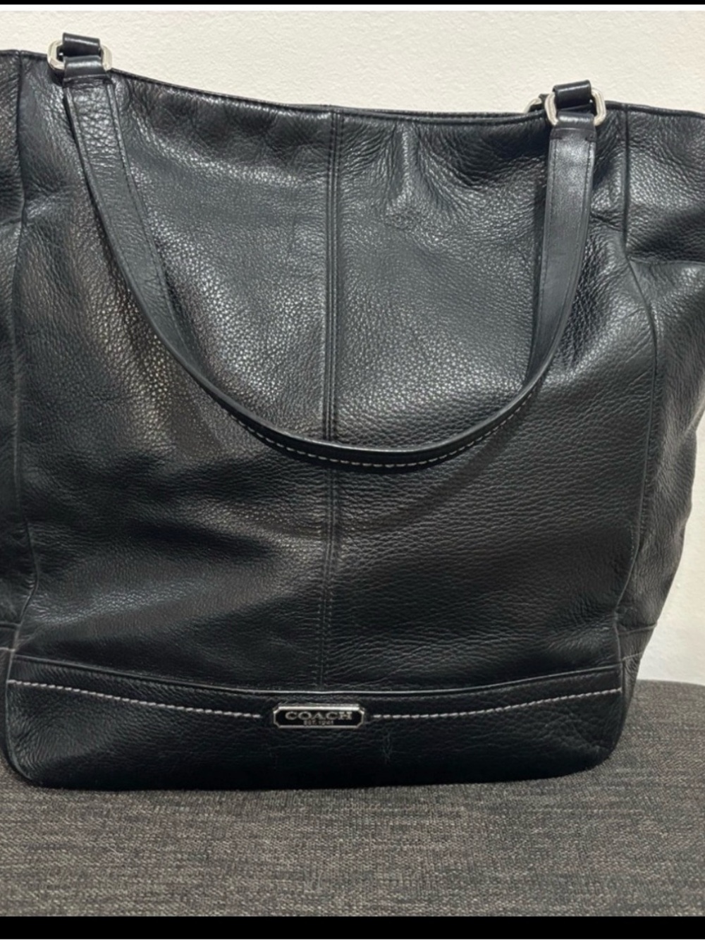 Coach Park North-South Black Leather Tote Bag F23662